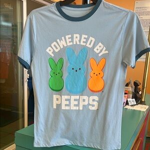 Blue T-Shirt with Green and Orange Accents